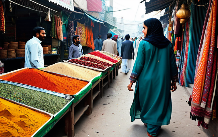 **

"A Pakistani woman in a stylish, modest shalwar kameez, walking through a bustling bazaar in Lahore. Vendors are selling colorful textiles and spices. Safe for work, appropriate content, fully clothed, professional, perfect anatomy, natural proportions, high quality, bright daylight."

**