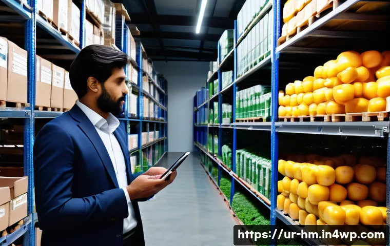 음식물 쓰레기 절감을 위한 기업 연계 사례 - A modern warehouse scene in Pakistan showcasing smart supply chain management to reduce food waste: ...