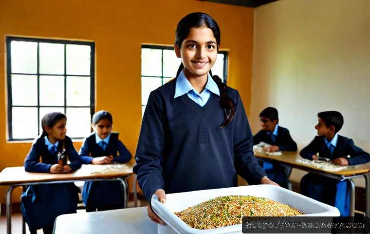 Home 13 음식물 쓰레기 감소를 위한 어린이 교육 프로그램 - Photorealistic Pakistani primary school classroom lesson on reducing food waste, diverse children ag...
